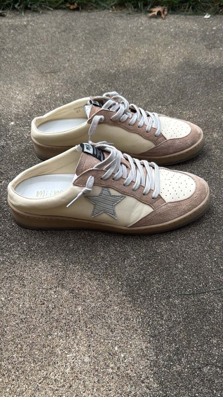 Miim Sabot Paula Star Slip On Sneakers Brown Beige Size 9